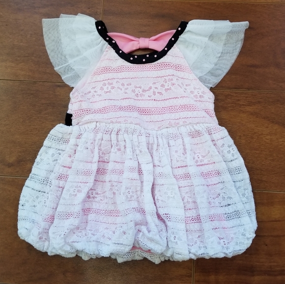 3/$25 Little Lass Inlet Lace White Pink Dress 24M - Picture 4 of 9